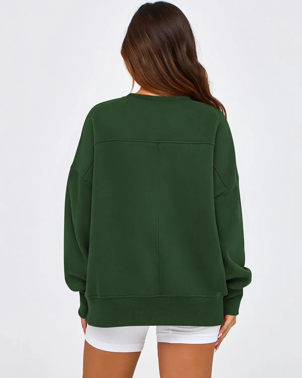 BTFBM Women's Casual Crewneck Sweatshirts 2025 Spring Fall Clothes Long Sleeve Side Slit Workout Fleece Pullover Tops