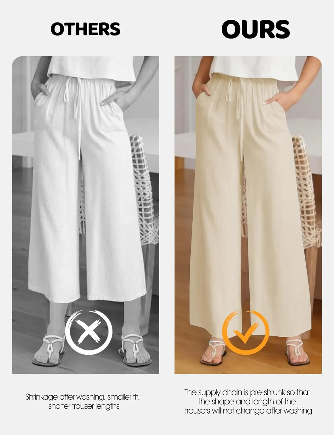 Buauty Wide Leg Linen Pants Women Plus Size Palazzo Pants High Waisted Lounge Pants Casual Comfy Flowy Beach Summer Trousers