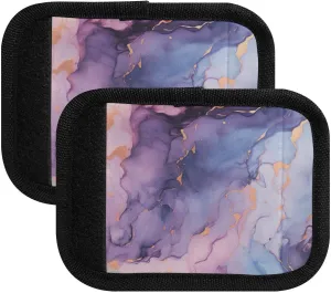Burbuja Purple Marble Luggage Handle Wrap Neoprene Comfort Handle Covers Suitcase Tag Identifier for Travel Accessories, 2 Pack