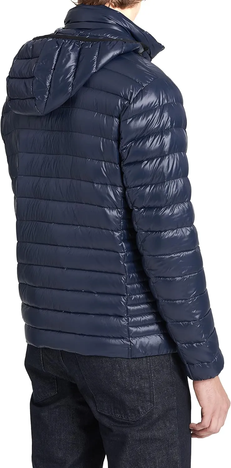 Calvin Klein Men's Lightweight Packable Down Jacket With Fleece Bib and Removable Hood