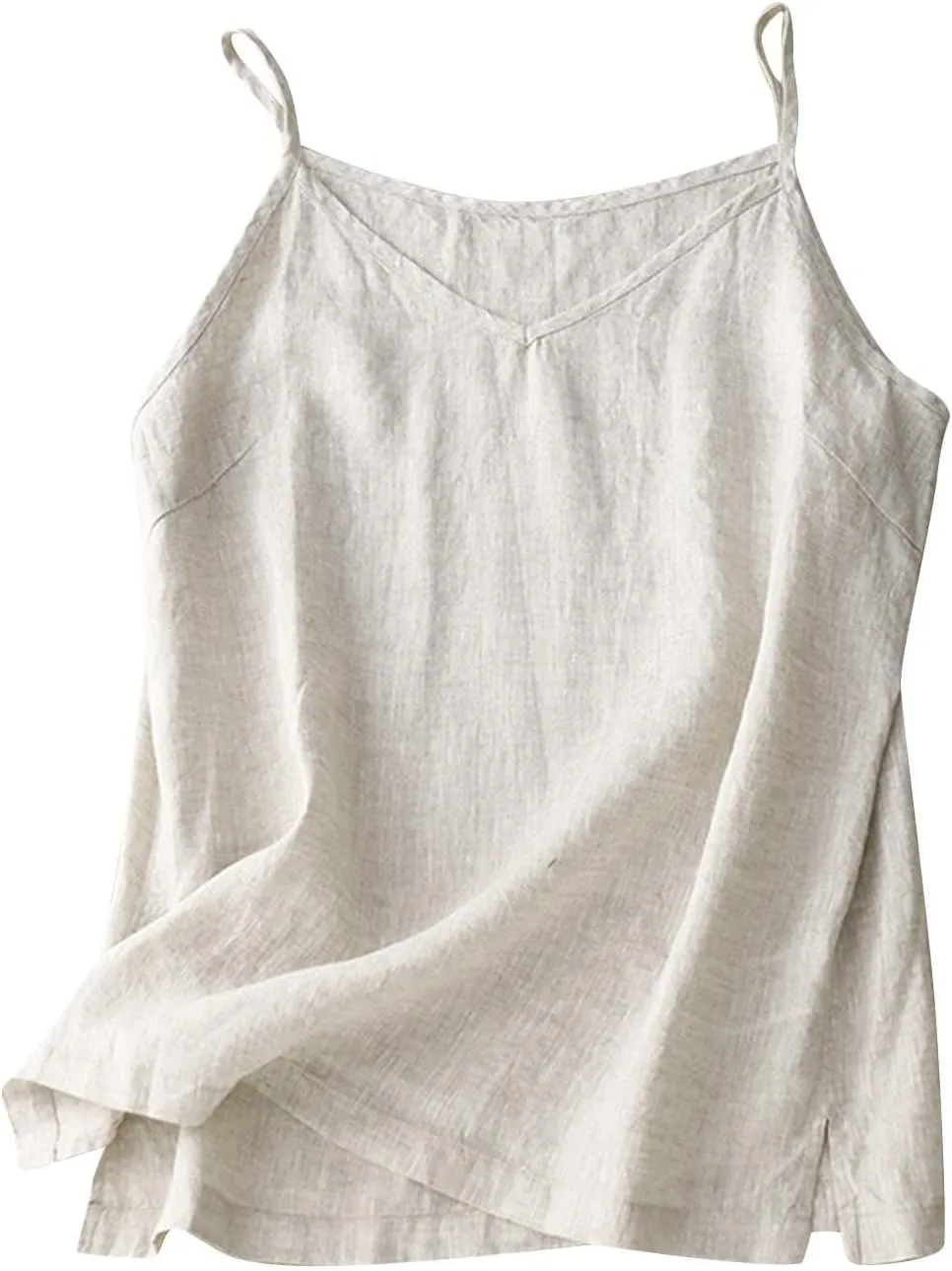 Camisole Tops for Women Gauze Shirts Summer Casual Spaghetti Strap V Neck Sleeveless Blouses with Side Slit