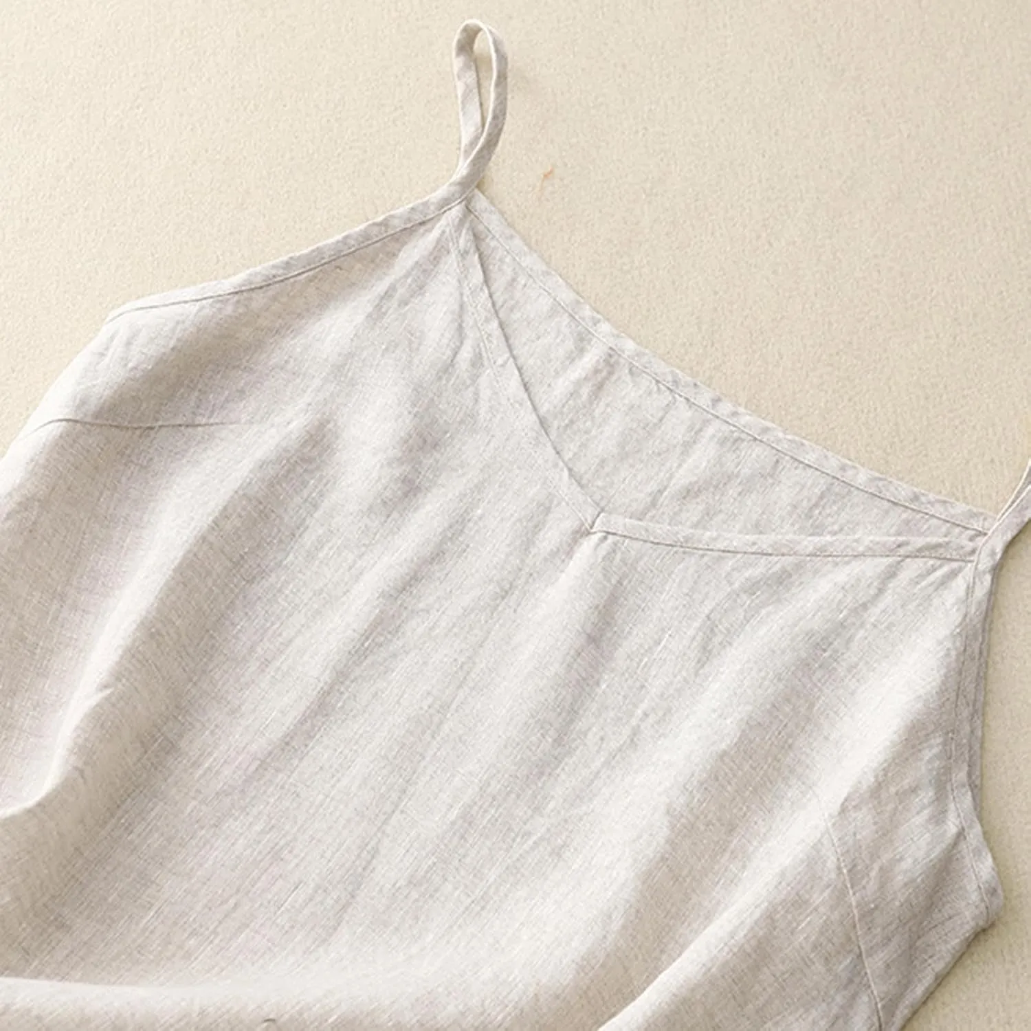 Camisole Tops for Women Gauze Shirts Summer Casual Spaghetti Strap V Neck Sleeveless Blouses with Side Slit