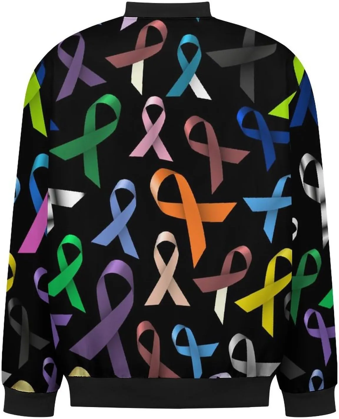 Cancer Awareness Color Ribbons Men's Bomber Jacket Lightweight Windbreaker Fashion Spring Fall Coats Casual Jackets for Men