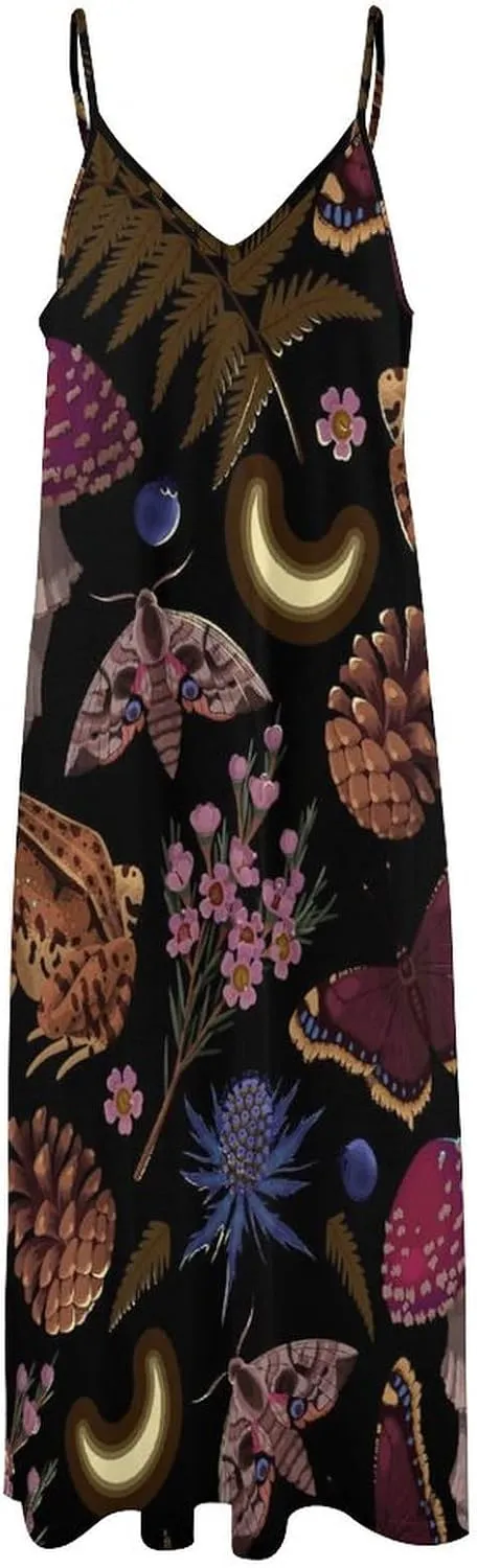 Casual Loose Sleeveless Dress for Women, Sexy V Neck Flowy Maxi Dress, Beach Vacation Spaghetti Strap Sundress