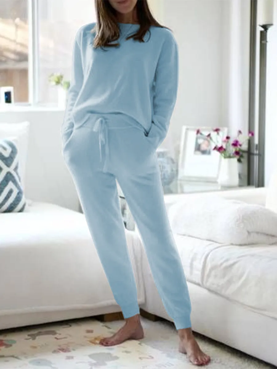 Casual Round Neck Knitted Suit Home Service