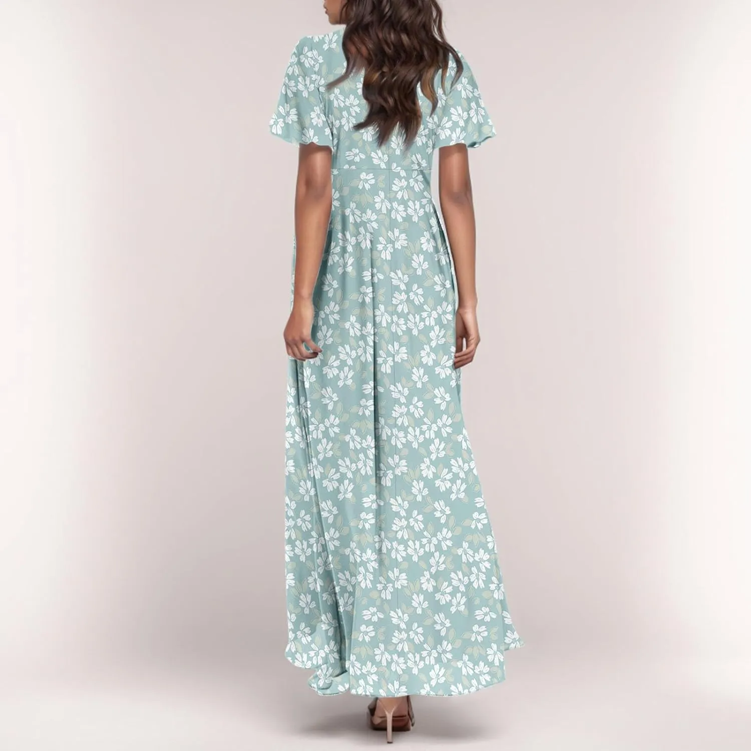 Chiffon Dresses for Women Swing Flowy Ruffle Hem Swing Womens Dresses Chiffon Dress Summer Beach Casual Dresses