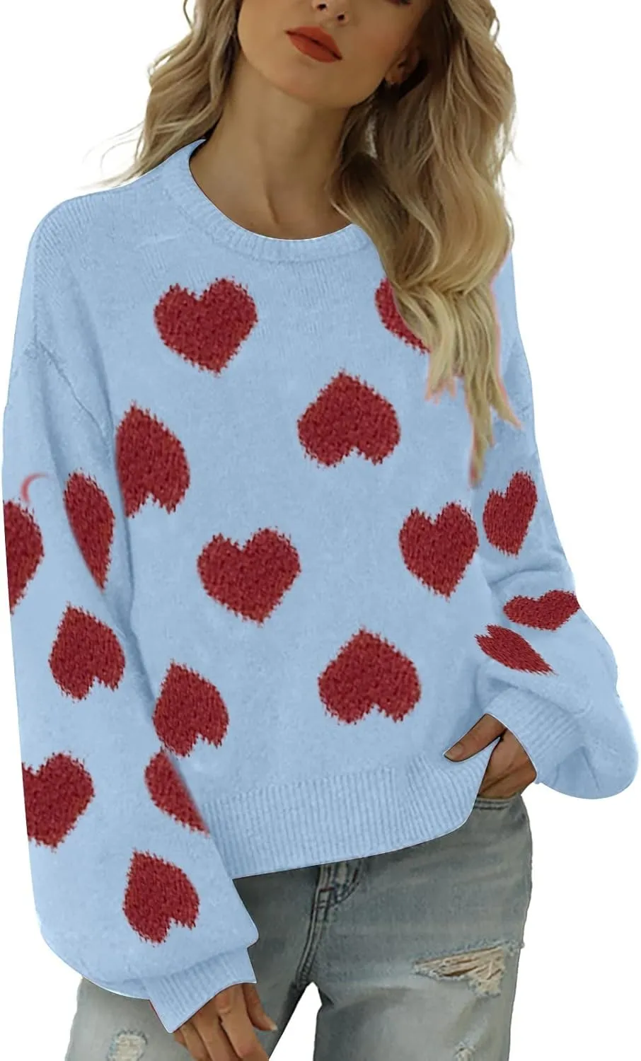 Christmas Sweater for Women Cute Merry Xmas Santa Holiday Pullover Crewneck Knit Sweatshirts Tops