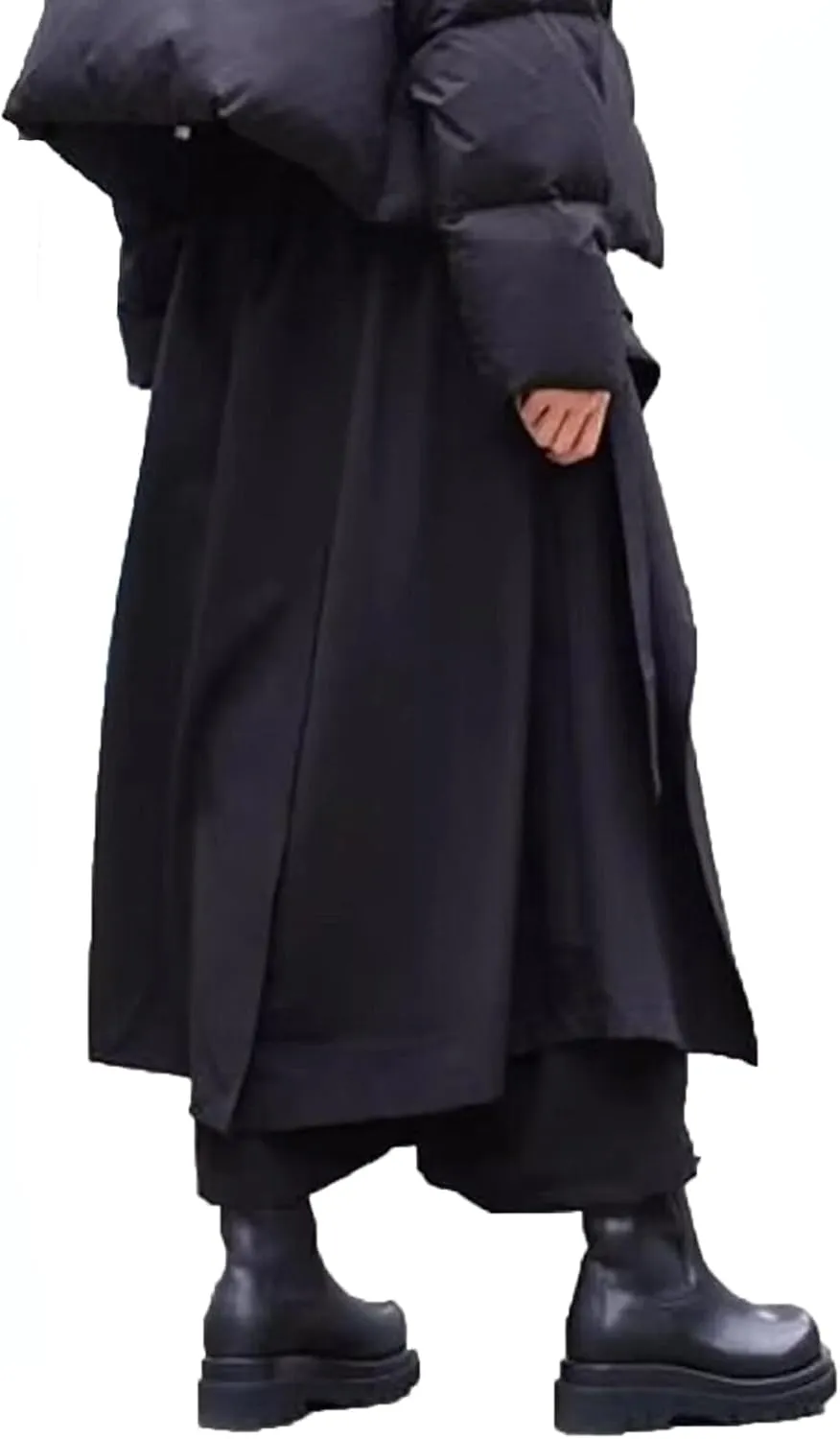 CLANMILUMS Men Women's Black Skirt Pants Loose Harem Pant Unisex Casual Harajuku Kimono Trousers