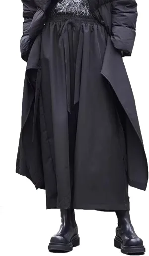 CLANMILUMS Men Women's Black Skirt Pants Loose Harem Pant Unisex Casual Harajuku Kimono Trousers
