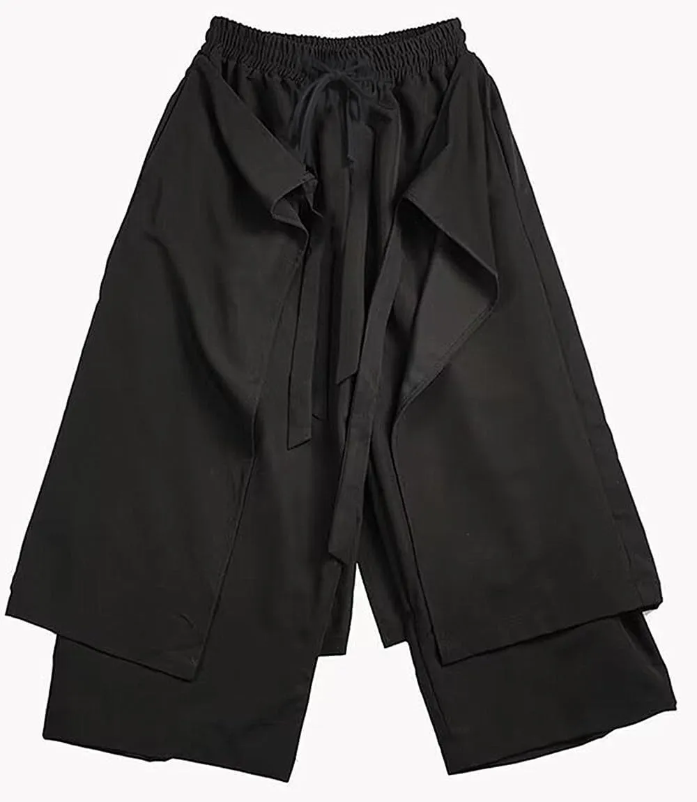 CLANMILUMS Men Women's Black Skirt Pants Loose Harem Pant Unisex Casual Harajuku Kimono Trousers