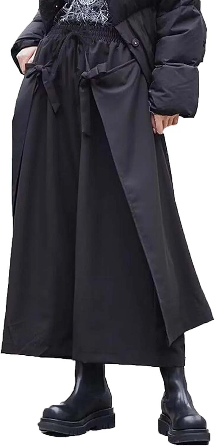 CLANMILUMS Men Women's Black Skirt Pants Loose Harem Pant Unisex Casual Harajuku Kimono Trousers