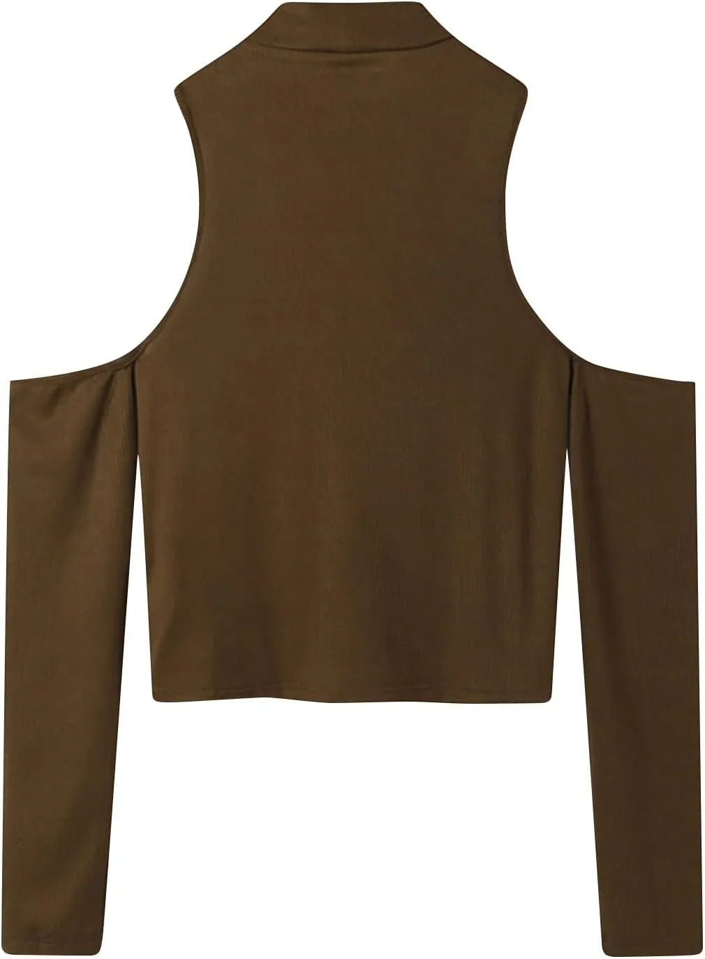Cold Shoulder Tops for Men,Slim Fit Long Sleeve T-Shirt Casual Skinny Pullover Gay Sexy Crop Tops Mock Neck Tee