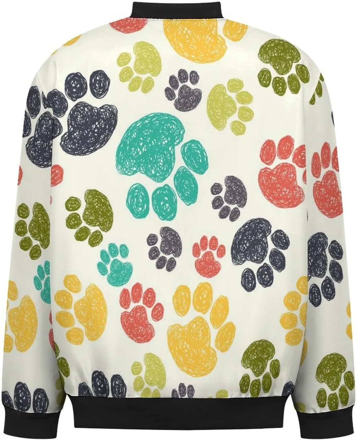 Colorful Doodle Paw Print Men's Bomber Jacket Lightweight Windbreaker Fashion Spring Fall Coats Casual Jackets for Men