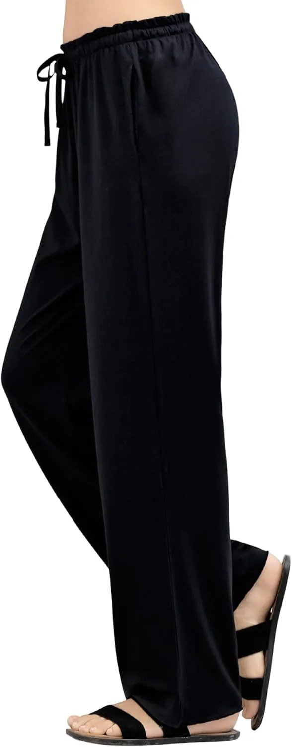 COLORFULLEAF Women's Bamboo Rayon Pajamas Pants Wide Leg Yoga Pants Casual Loose Cozy Sweatpants with Pockets