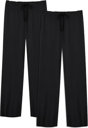 COLORFULLEAF Women's Bamboo Rayon Pajamas Pants Wide Leg Yoga Pants Casual Loose Cozy Sweatpants with Pockets