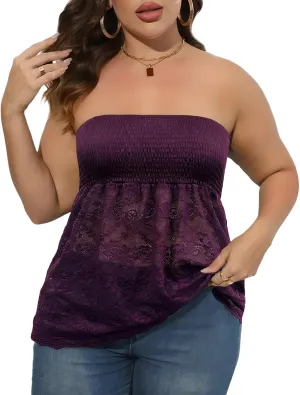 Comeon Plus Size Tube Top for Women Strapless Pleated Off The Shoulder Tops Sexy Summer Tunic Tank Top Soft Casual Cami