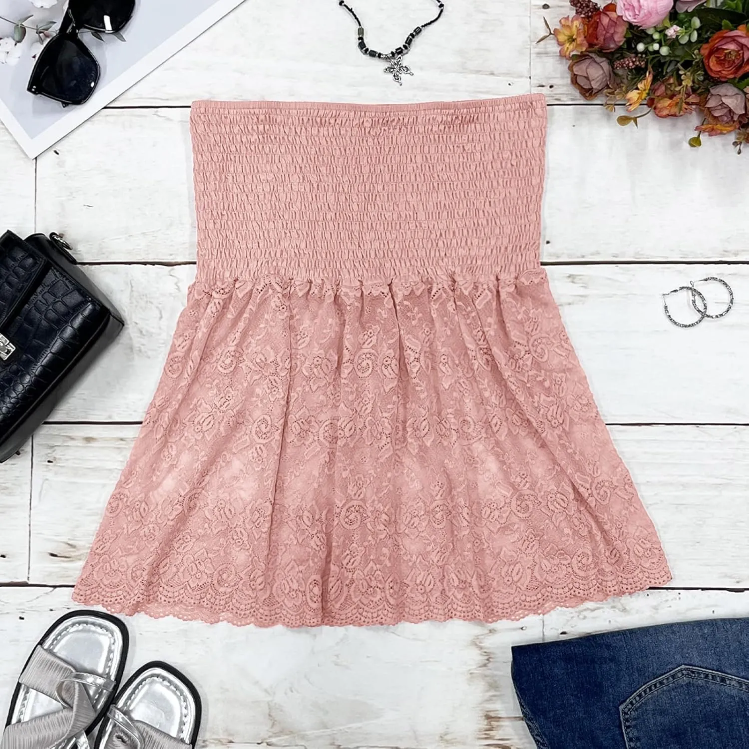 Comeon Plus Size Tube Top for Women Strapless Pleated Off The Shoulder Tops Sexy Summer Tunic Tank Top Soft Casual Cami