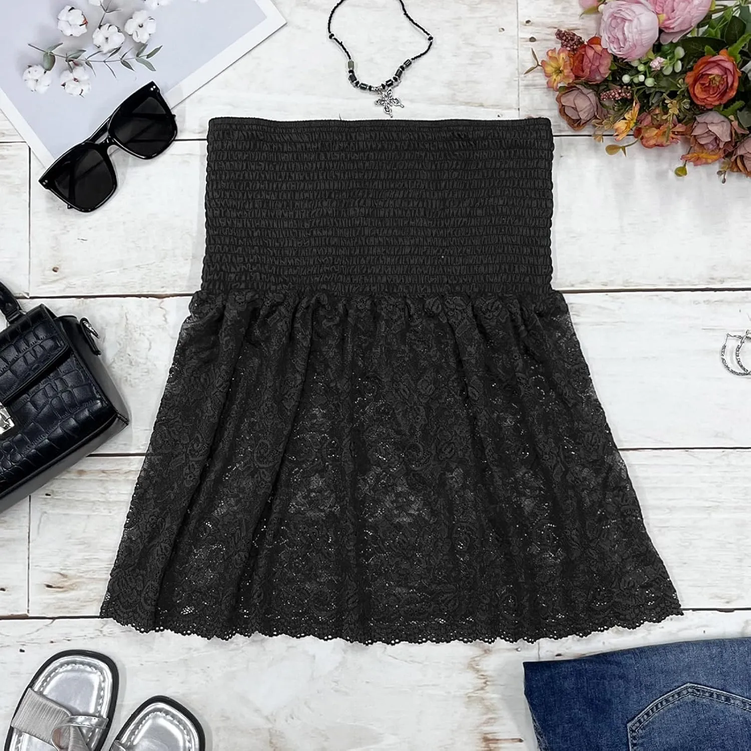 Comeon Plus Size Tube Top for Women Strapless Pleated Off The Shoulder Tops Sexy Summer Tunic Tank Top Soft Casual Cami