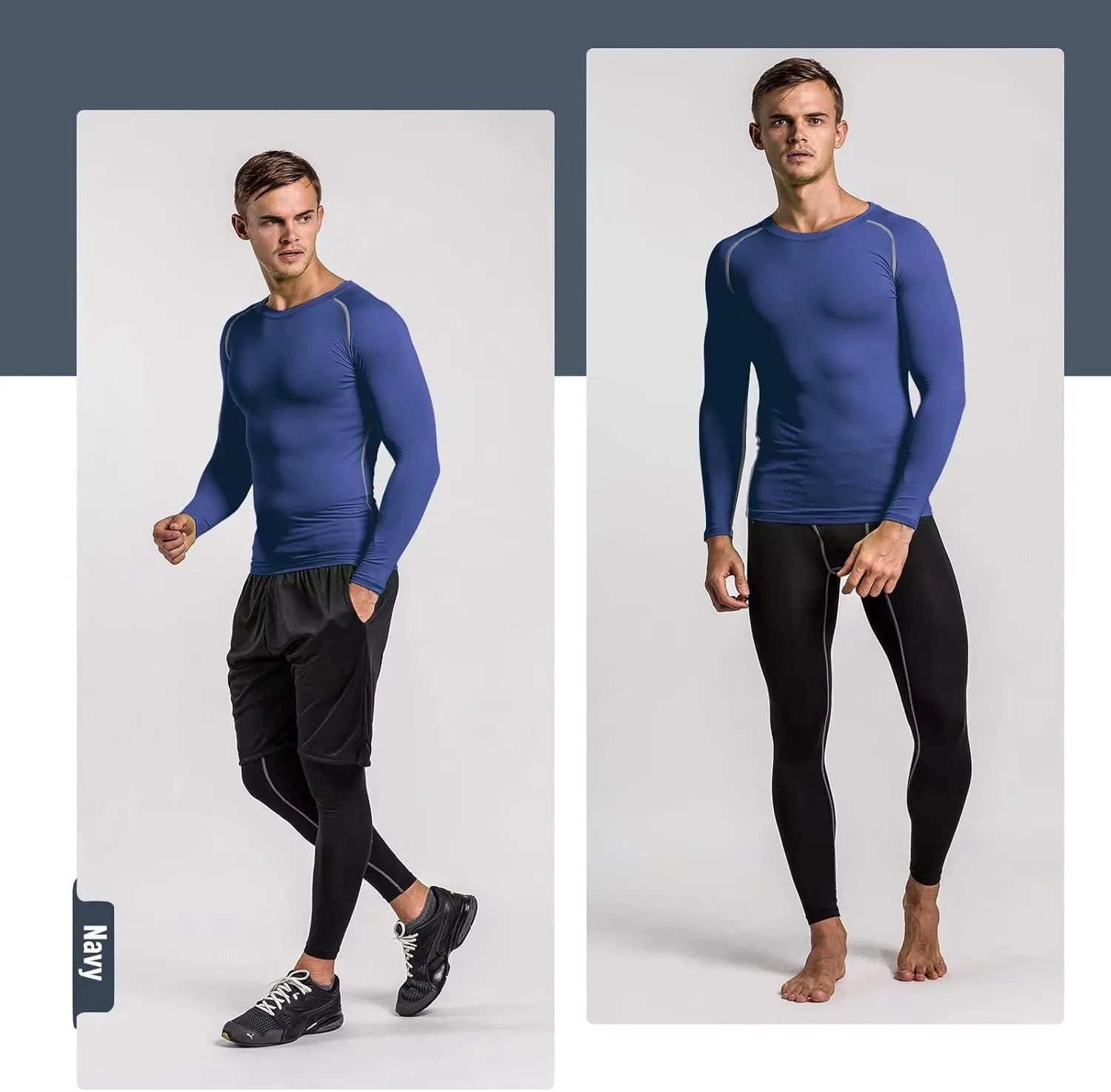 Compression Shirts for Men Long Sleeve Workout Shirts Mens UPF 50  Running Cycling Base Layer Top,Sweat Wicking Cool