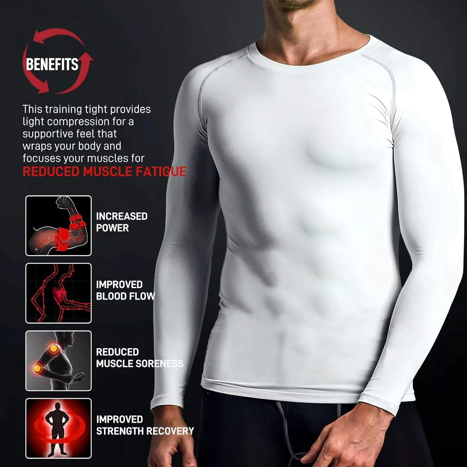 Compression Shirts for Men Long Sleeve Workout Shirts Mens UPF 50  Running Cycling Base Layer Top,Sweat Wicking Cool