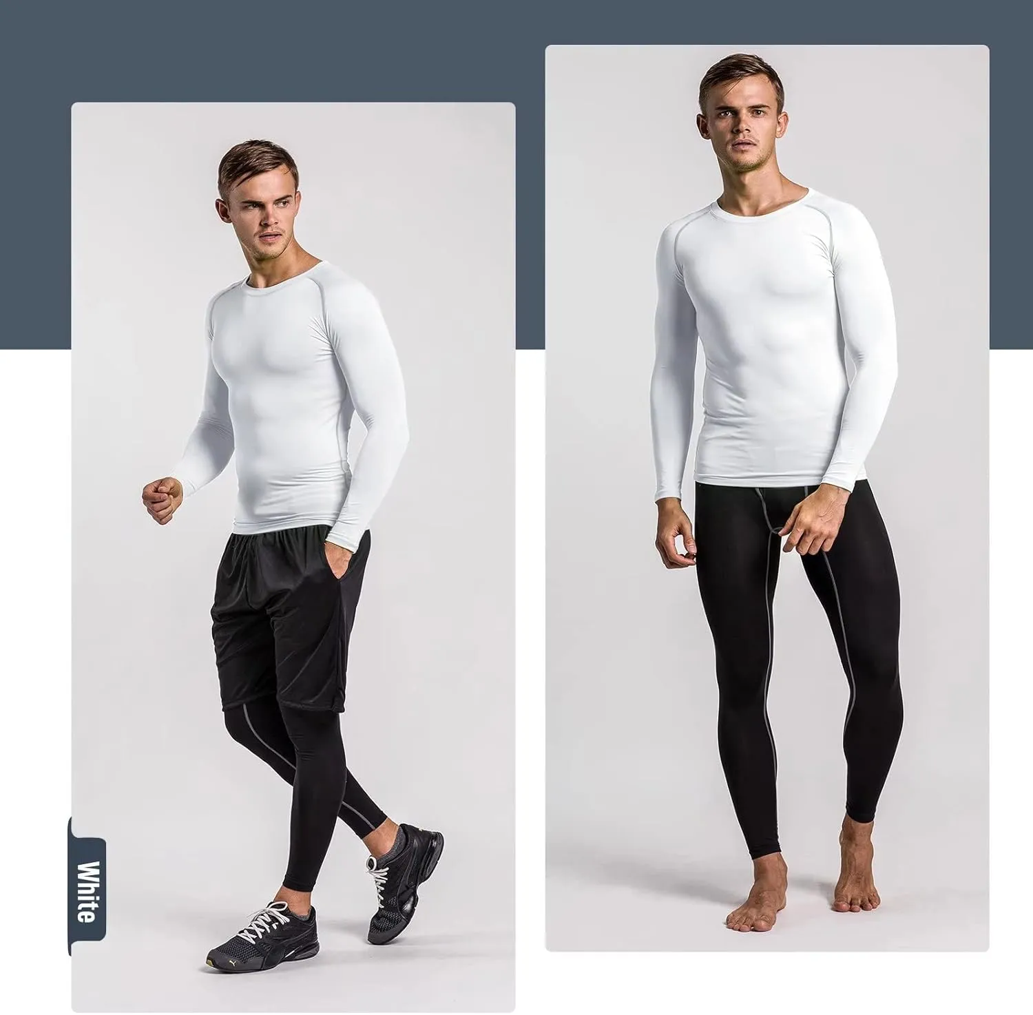 Compression Shirts for Men Long Sleeve Workout Shirts Mens UPF 50  Running Cycling Base Layer Top,Sweat Wicking Cool