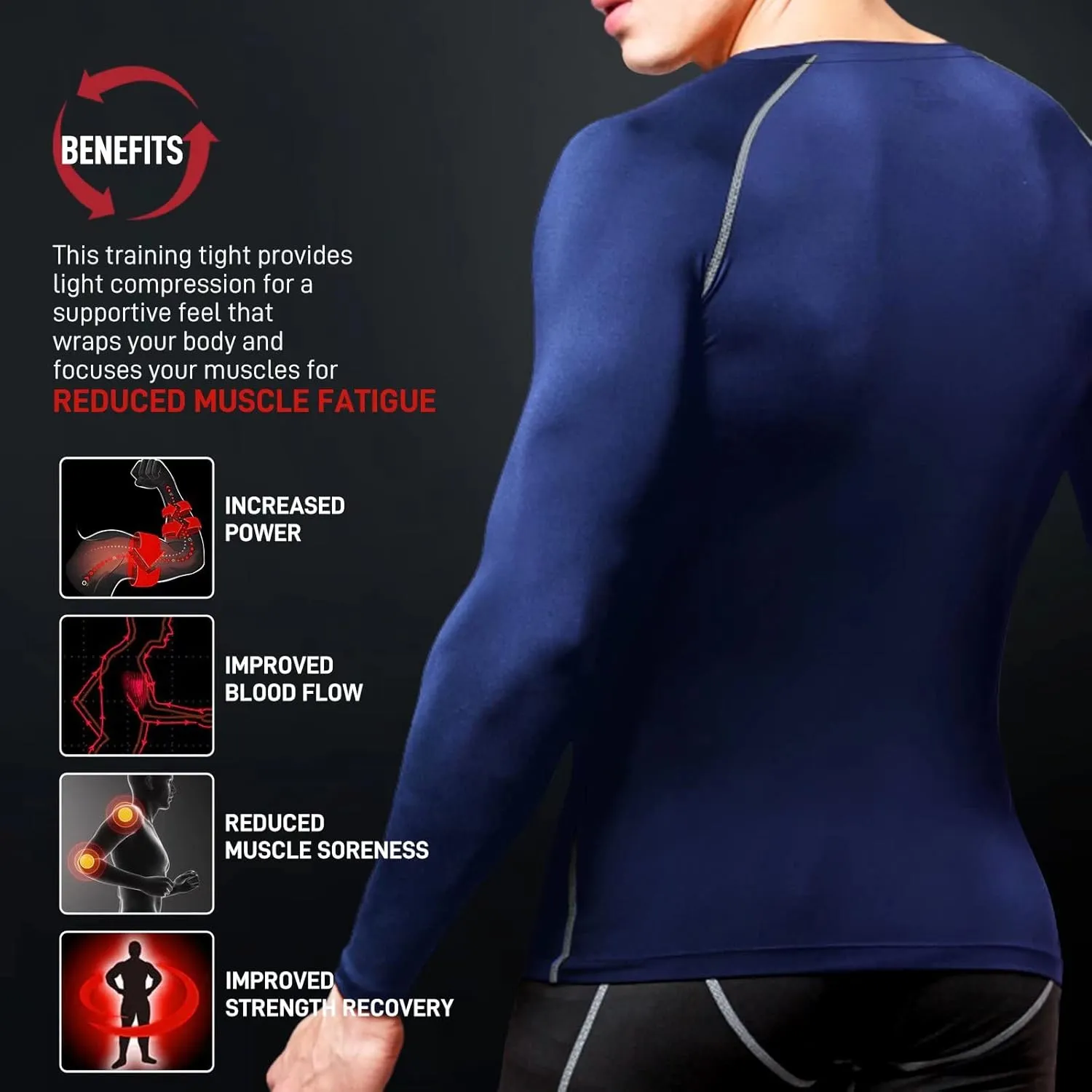 Compression Shirts for Men Long Sleeve Workout Shirts Mens UPF 50  Running Cycling Base Layer Top,Sweat Wicking Cool