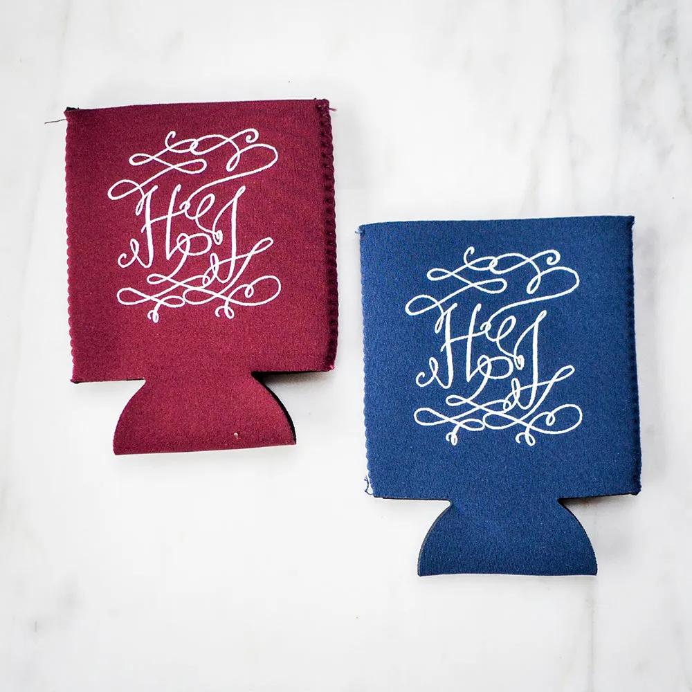 Contemporary Monogrammed Can Coolers