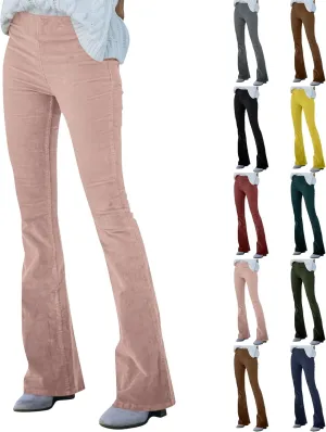 Corduroy Pants Women Flare High Waist Leggings Loose Fit Bootcut Jeans Vintage Bell Bottom Wide Leg Trousers Pants