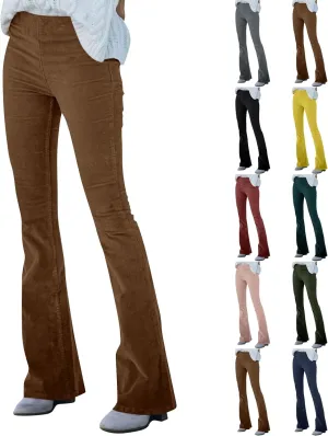 Corduroy Pants Women Flare High Waist Leggings Loose Fit Bootcut Jeans Vintage Bell Bottom Wide Leg Trousers Pants