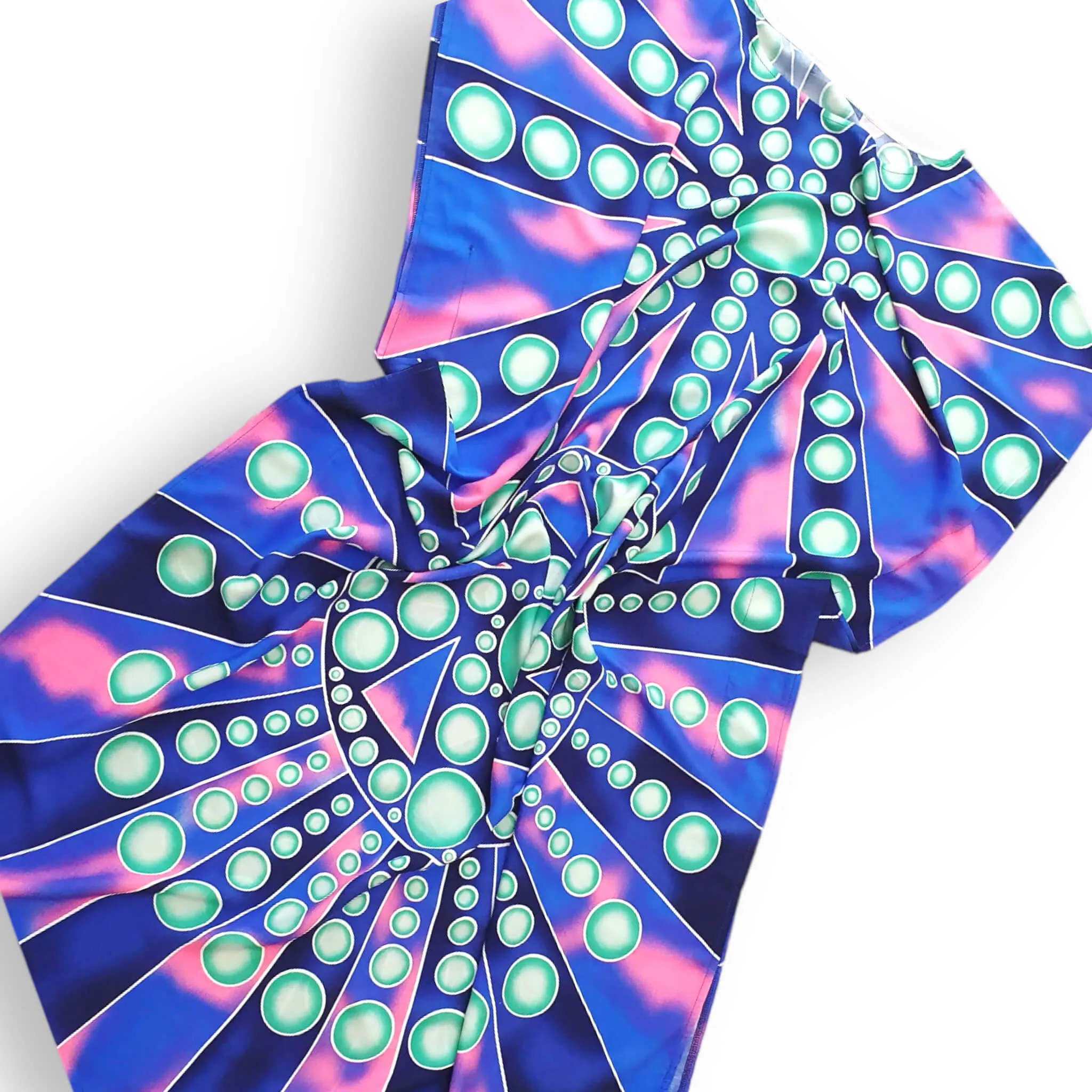 Cotton Blue & Purple Long Kaftan Dress