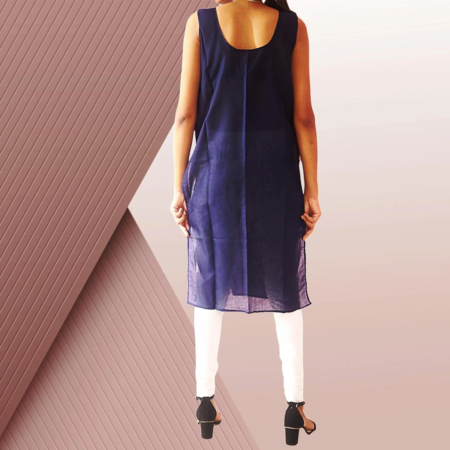 Cotton Long Camisole Slip, Full Length Inner Wear for Women, Pack of 2, Side Slit Lining for Sheer Dresses