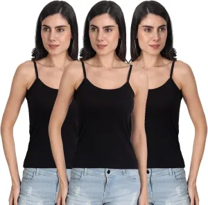 Cotton Short Length Slips Camisole Spaghetti Straps Tank Top for Women | Combo Pack of 3