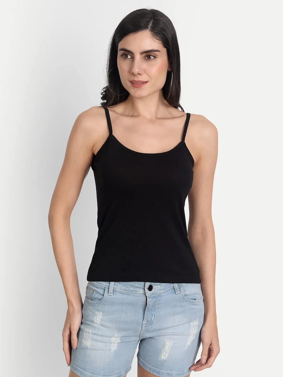 Cotton Short Length Slips Camisole Spaghetti Straps Tank Top for Women | Combo Pack of 3