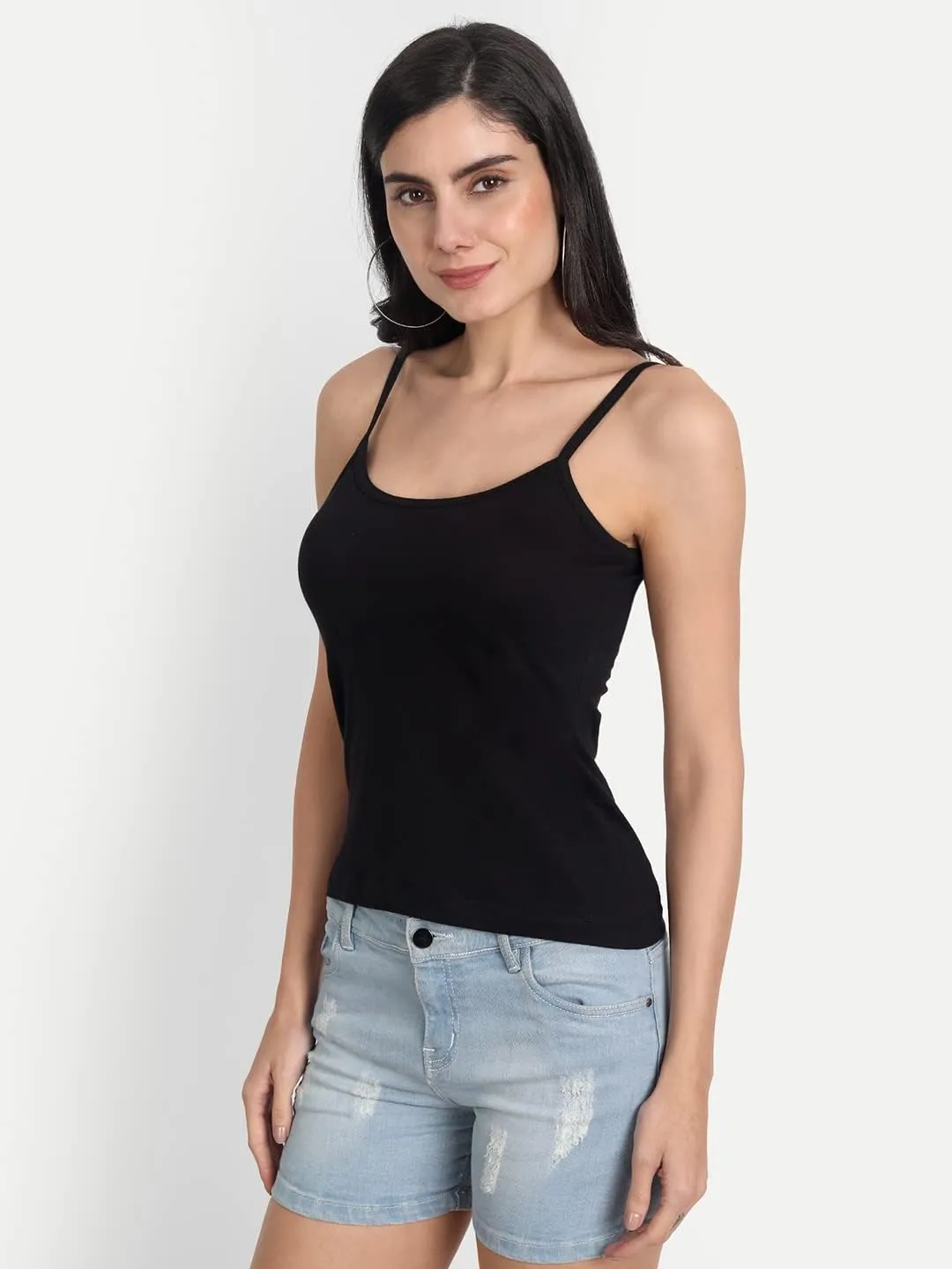 Cotton Short Length Slips Camisole Spaghetti Straps Tank Top for Women | Combo Pack of 3