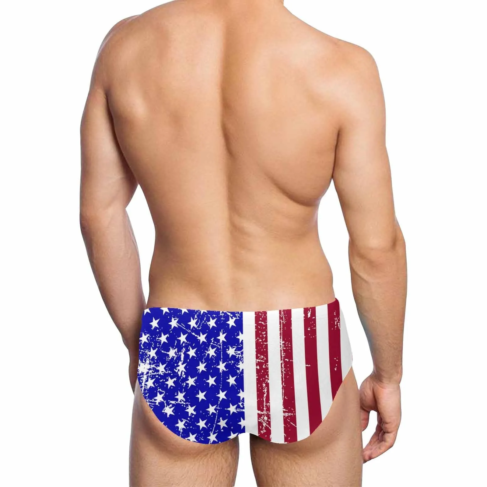 #Couple Matching Swimwear #American Flag Bathingsuit #Independence Day#Custom Face Bikini Personalized Triangle Swim Briefs