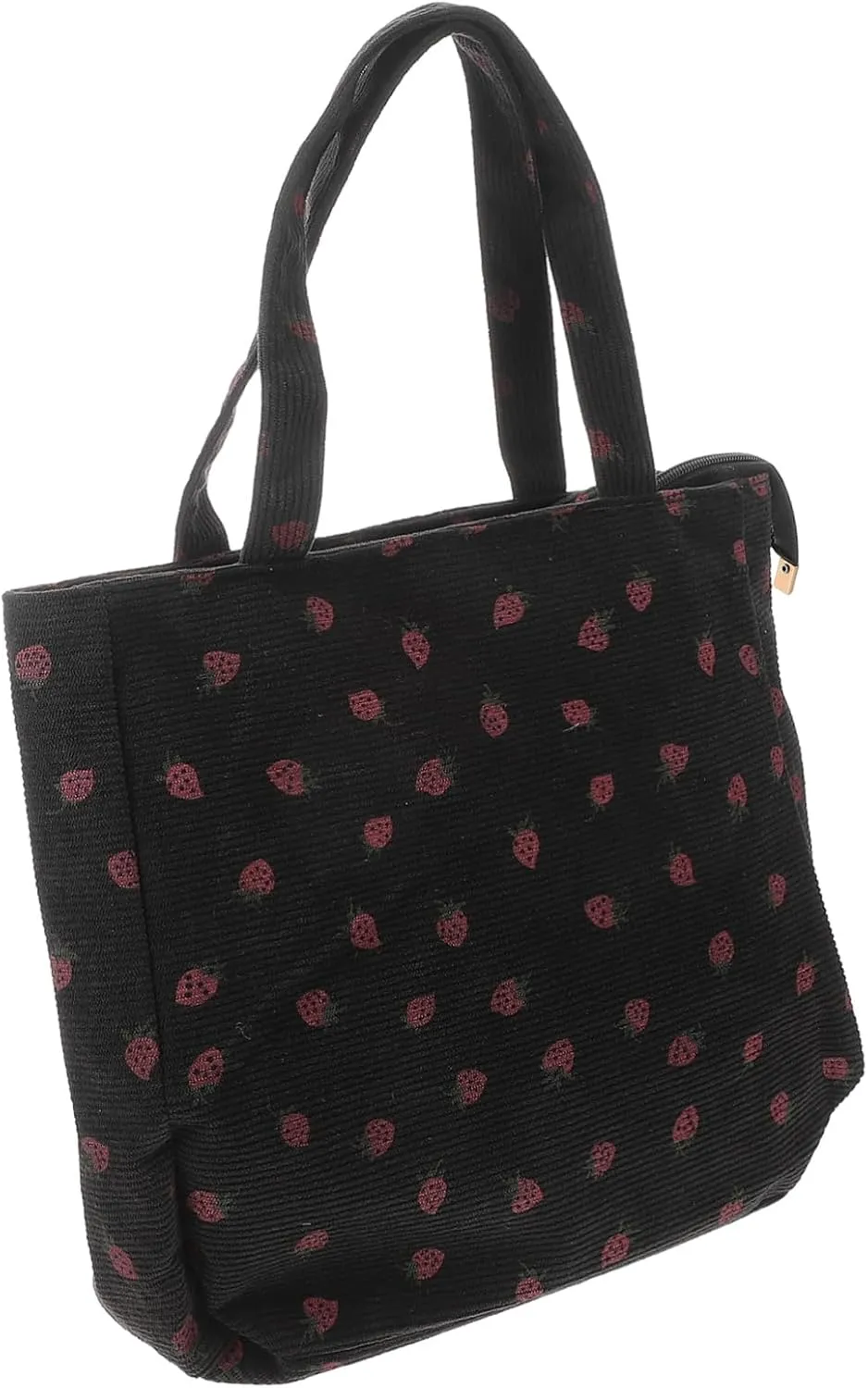 Cozy Straw Bag for Women Large Capacity Tote Strawberry Canvas Tote Zipper for Travel Casual Outings