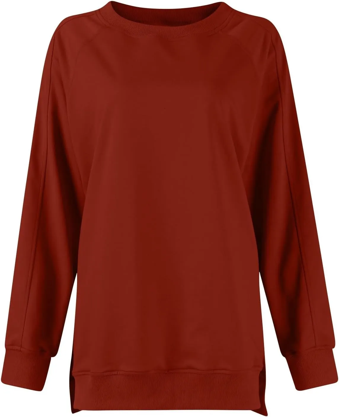 Crewneck Sweatshirts Women Side Slit Oversized Fall Sweatshirt Long Sleeve Tunic Pullover Shirts Y2k Hoodie Sweater