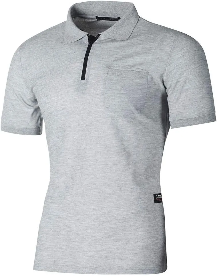 CRNTCEM Mens Shorts Sleeve Polo Shirts Slim Fit Gym Muscle Shirt Half Zip Business Work Shirts Lightweight Casual Golf Blouse
