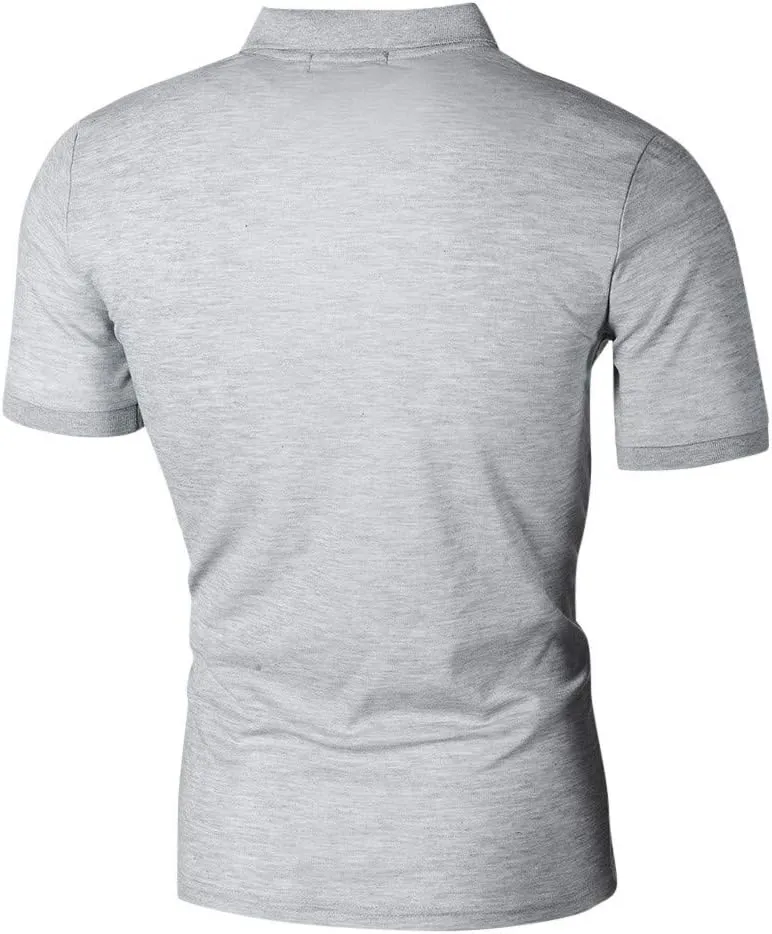CRNTCEM Mens Shorts Sleeve Polo Shirts Slim Fit Gym Muscle Shirt Half Zip Business Work Shirts Lightweight Casual Golf Blouse