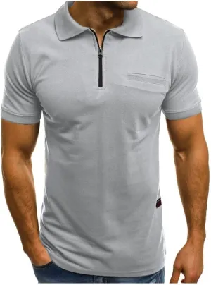 CRNTCEM Mens Shorts Sleeve Polo Shirts Slim Fit Gym Muscle Shirt Half Zip Business Work Shirts Lightweight Casual Golf Blouse