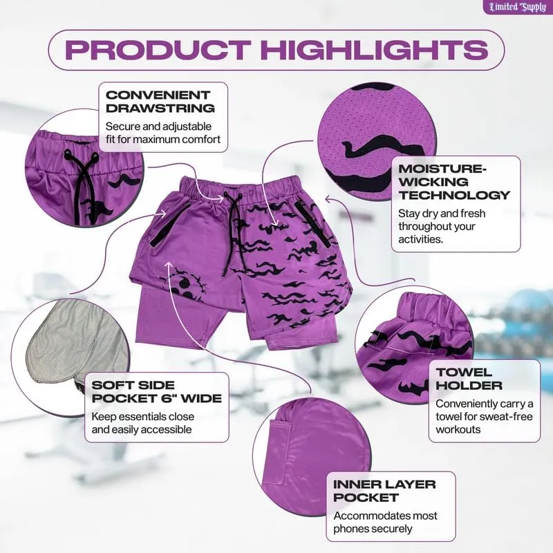 CROWN Anime Shorts - Breathable Mesh Stretch Compression Short with Pockets and Towel Holder