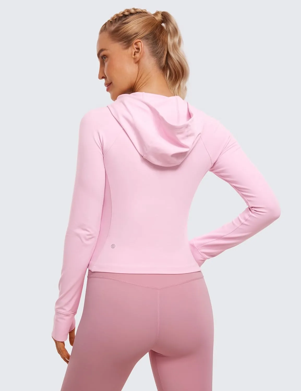 CRZ YOGA Womens Butterluxe Full Zip Workout Hoodie Jackets Slim Fit Hooded Athletic Yoga Lightweight Jacket with Thumb Holes
