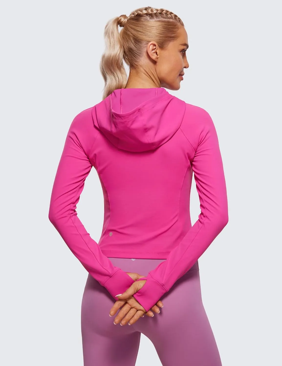 CRZ YOGA Womens Butterluxe Full Zip Workout Hoodie Jackets Slim Fit Hooded Athletic Yoga Lightweight Jacket with Thumb Holes