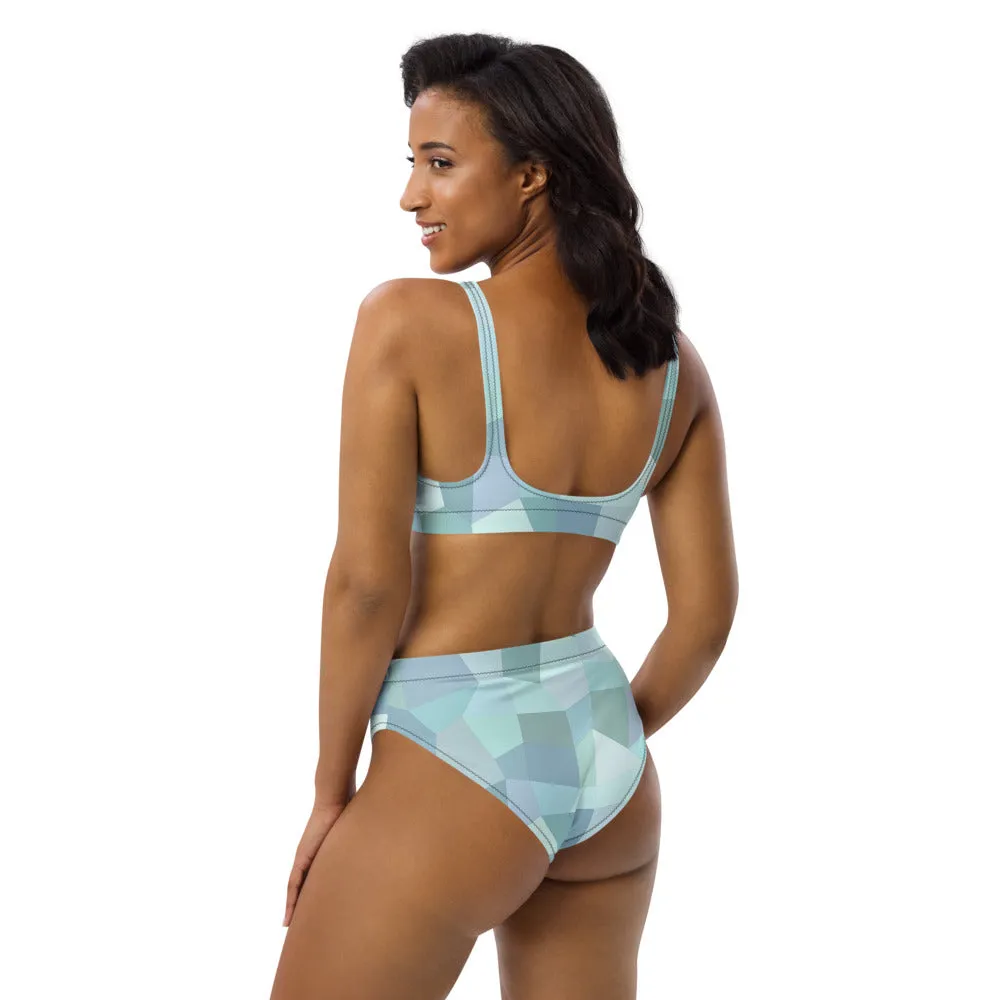 'Cyan Blue' high-waisted bikini