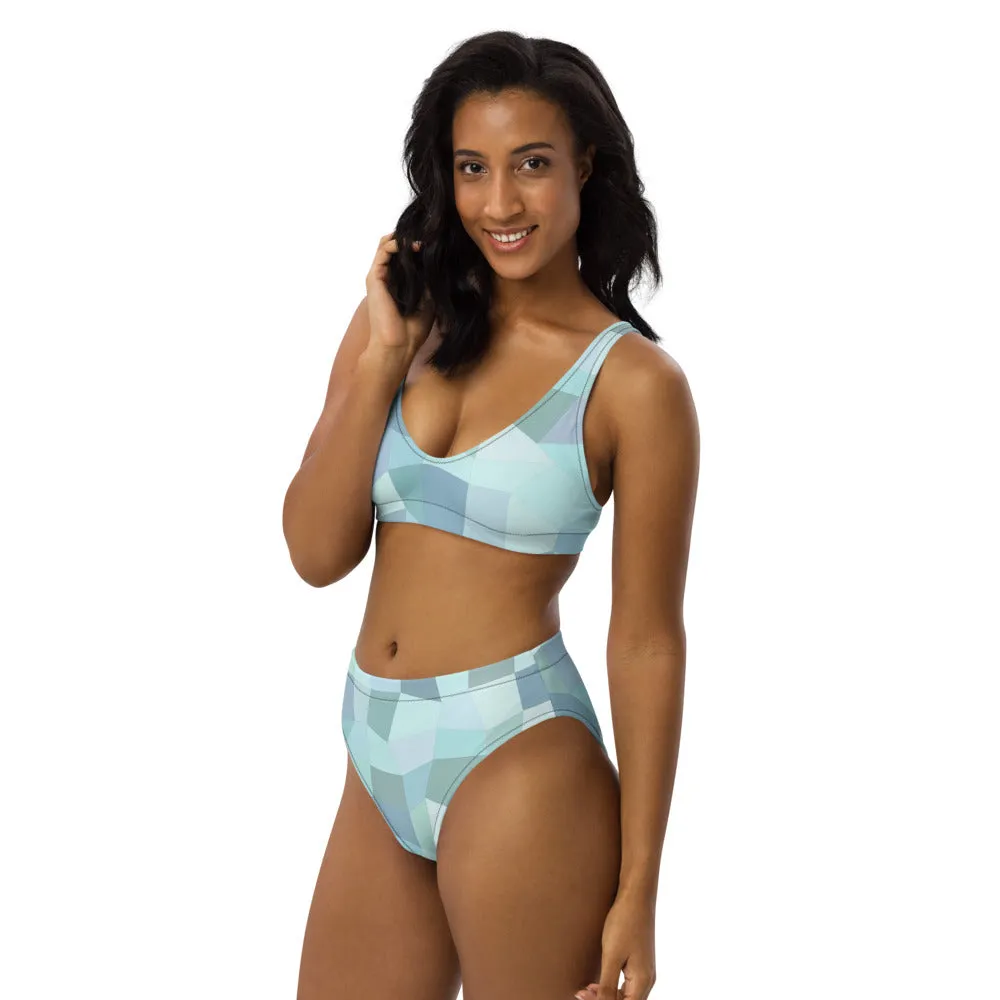 'Cyan Blue' high-waisted bikini