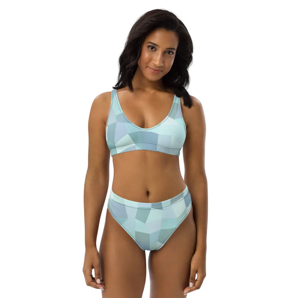 'Cyan Blue' high-waisted bikini