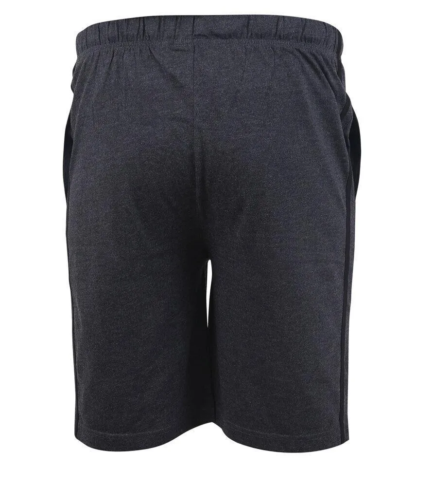 D555 (211309) Mens Pack Of 2  Jersey Short With Side Strip in Black/Charcoal 2XL to 8XL