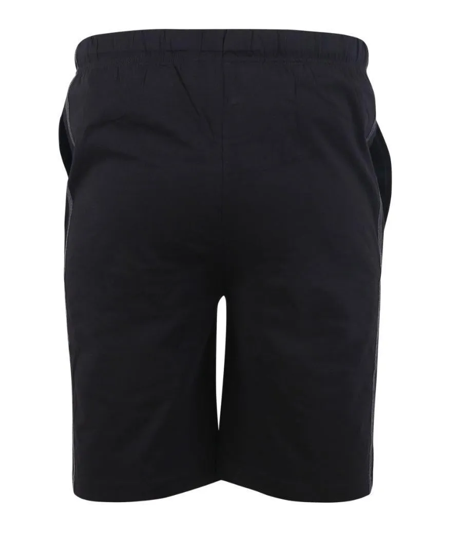 D555 (211309) Mens Pack Of 2  Jersey Short With Side Strip in Black/Charcoal 2XL to 8XL