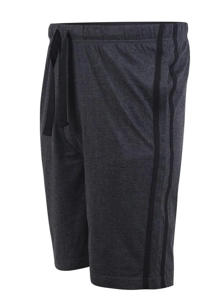 D555 (211309) Mens Pack Of 2  Jersey Short With Side Strip in Black/Charcoal 2XL to 8XL