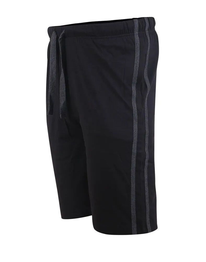 D555 (211309) Mens Pack Of 2  Jersey Short With Side Strip in Black/Charcoal 2XL to 8XL